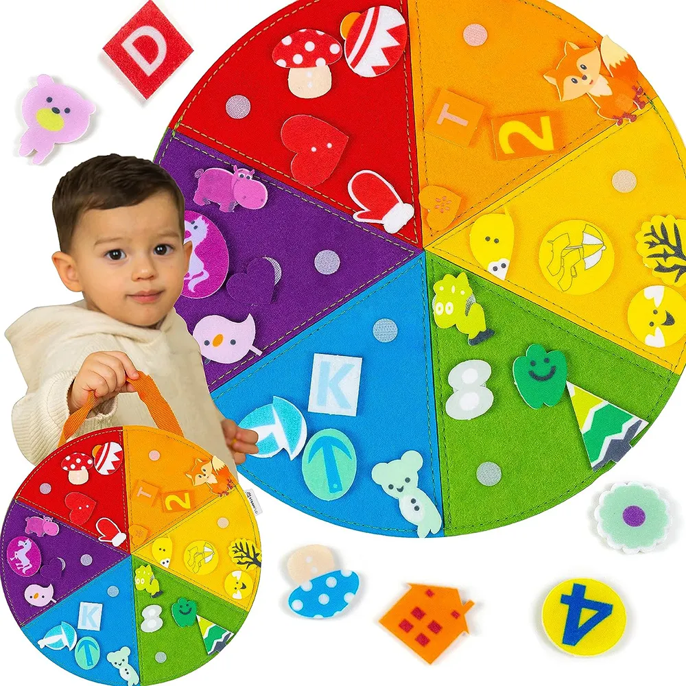 Insegna il raggruppamento di smistamento dei colori attraverso attività autodirette feltro tavola sensoriale Montessori