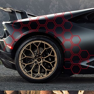 Autocollants hexagonaux réfléchissants pour voiture - Lot de 10 pièces, motif nid d'abeille, autocollants pour portes latérales et jupes, pour personnalisation DIY - Product Image 4