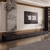 Meuble TV moderne blanc avec foyer intégré, meuble de rangement de luxe pour salon avec table basse, mobilier de maison pour acheteurs internationaux