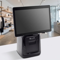 Caisse enregistreuse tout-en-un WOSHUO TS-1403C avec écran LCD double de 14 pouces, interface USB, imprimante de reçus intégrée de 58 mm