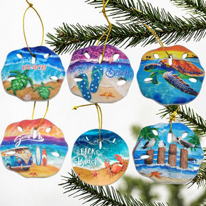 Custom Printing Beach Souvenir Resin <strong>Christmas</strong> Sand Dollar Ornament - Product Image 1