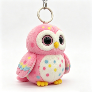 Llavero de Peluche de Búho Rosa Personalizado con Puntos Coloridos, Animal de Peluche Suave Relleno de Algodón PP, para Halloween, Niños y Niñas, 11CM-30CM - Product Image 1