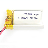 2/5/10/20 Buah Baterai Lithium Polymer Ion 3.7V 240MAh 2.0Mm Baterai Konektor JST Ukuran 7.5Mm * 15Mm * 25Mm