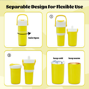 แก้วน้ำสแตนเลสเก็บความร้อน2-in-1ขนาด550มล. + 550มล. กำหนดโลโก้เครื่องล้างจานแบบกำหนดเองได้ช้อนปลอดภัยใช้กลางแจ้ง - Product Image 2