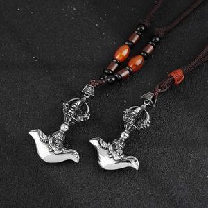 Collier amulette Bouddha en acier inoxydable, pendentif Vajra pour homme, bijoux bouddhistes classiques, bijoux rétro pour femme - Product Image 1