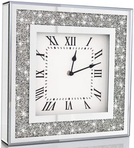 Reloj de pared espejo decorativo Reloj de pared Mesa Redonda 3D veneciano moderno MDF marco montado espejo reloj con cristal