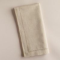Serviettes de table en lin naturel blanc 20x20 de haute qualité avec ourlet festonné, vente en gros, serviettes de table en coton uni pour les occasions de mariage