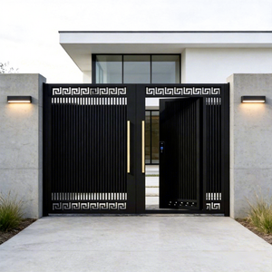 Puerta Principal Abatible de Aluminio para Jardín y Villa, Antirrobo, Duradera, con Cámara Integrada y Cerradura Inteligente - Product Image 1
