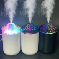 Mini humidificateur d'air portable à brume froide 330 ml, diffuseur d'huiles essentielles volcan USB pour la maison et la voiture, avec veilleuse colorée à prix réduit