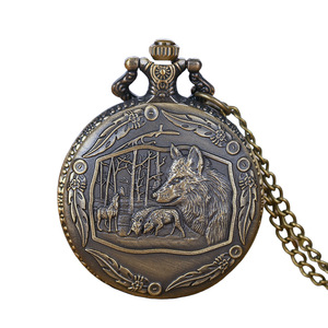 <span class=keywords><strong>Montre</strong></span> de poche vintage en bronze avec tête de loup en relief, quartz, avec chaîne de collier, <span class=keywords><strong>pendentif</strong></span>, excellent cadeau pour les hommes et les enfants - Product Image 5