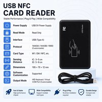 Pembaca Kartu Pintar NFC & RFID IC untuk Kontrol Akses dengan Komunikasi USB 125kHz ID 13.56MHz Pembaca Kartu Desktop