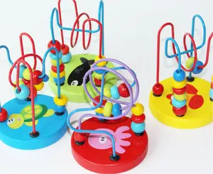 Montessori mainan edukasi balita, alat Belajar Dini kayu Mini Roller Coaster Bead labirin