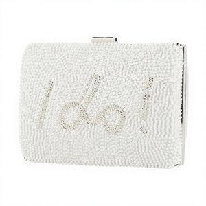 Bolso de Hombro de Moda para Mujer, con Cuentas Bordadas, Decoración con la Letra 'I Do', Cierre de Solapa de Poliéster, para Bodas y Fiestas - Product Image 4