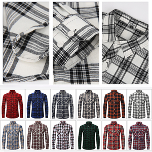 High Quality Wholesale Comfortable Plaid Polyester Cotton Long Sleeve Casual <strong>Fleece</strong> Men Flannel <strong>Shirt</strong> - Product Image 3