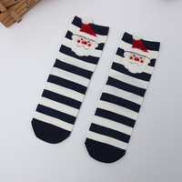 Décoration de Noël de haute qualité nouveau Style dessin animé rayé en trois dimensions avec oreilles mi-tube chaussettes noël femmes chaussettes