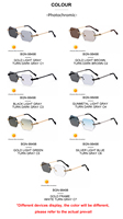 Lunettes de soleil photochromiques Partagas Fashion avec logo personnalisé, verres sans monture taillés en diamant, tête de léopard, protection UV400 pour hommes