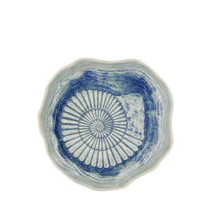 Piatto Piatto in Ceramica Blu Mare con Motivo Astratto a Chiocciola 24cm per Servire - Product Image 1
