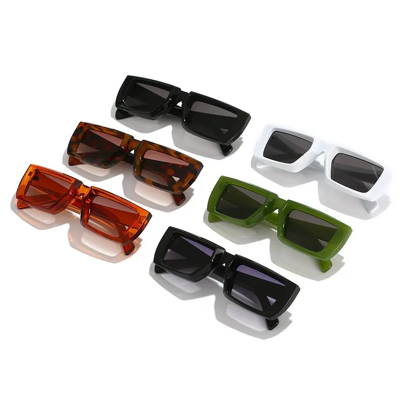 Tasarım kendi güneş gözlüğü kadın Pc kırmızı diğer Pc mavi siyah Uv400 güneş gözlüğü pembe kare dikdörtgen çerçeveleri Shades güneş gözlüğü