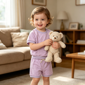 Conjuntos <span class=keywords><strong>de</strong></span> Ropa Transpirable <span class=keywords><strong>de</strong></span> Verano para Niños, Conjunto <span class=keywords><strong>de</strong></span> Pantalones Cortos <span class=keywords><strong>de</strong></span> <span class=keywords><strong>Tela</strong></span> <span class=keywords><strong>de</strong></span> Rizo, Conjunto <span class=keywords><strong>de</strong></span> Ropa <span class=keywords><strong>de</strong></span> Toalla, Conjuntos Cómodos para Niños y Niñas, Venta al Por Mayor - Product Image 4