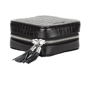 Custom Logo Crocodile Pattern Tassel Black Travel Jewelry Zipper Case Storage Organizer Jewelry box