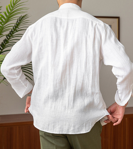 Camicia da <span class=keywords><strong>uomo</strong></span> casual in cotone e <span class=keywords><strong>lino</strong></span> a maniche lunghe Shinesia, camicia oversize da <span class=keywords><strong>uomo</strong></span> in puro <span class=keywords><strong>lino</strong></span> 100% - Product Image 5