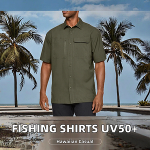 Camicie da Pesca Estive da Uomo all'Ingrosso, Maniche Corte, Tasche, Bottoni Frontali, Casual, Traspiranti, Asciugatura Rapida, UPF 50+, per Escursionismo - Product Image 2