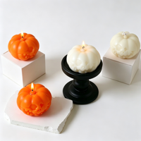 Bougie parfumée citrouille d'Halloween, bougie en cire de soja 3D en forme de visage de fantôme, aromathérapie, faite à la main, nouveauté décorative pour cadeaux de fête