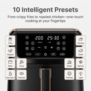 หม้อทอดไร้น้ำมันดิจิตอล 8 ลิตร 10 เมนู ความจุขนาดใหญ่ ทอดเฟรนช์ฟรายส์แบบไร้ควัน สำหรับใช้ในครัวเรือน ได้รับมาตรฐาน ETL GS CE CB RoHS LFGB - Product Image 4