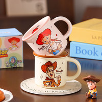Tasses en céramique émaillée Toy Story : Buzz, Woody, Jessie, Alien – Tasses à café style émail, pour le petit-déjeuner et l'eau domestique