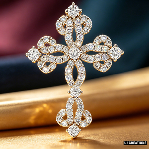 CUSTOM SILVER 10K/14K/18K GOLD PLATED LAB GROWN CVD DIAMOND CLASSIC ENGAGEMENT <b>GIFT</b> SWEATER CHAIN NECKLACE CROSS PENDANT - Product Image 5