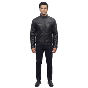 Chaqueta de cuero clásica para hombre, diseño de moda, corte ajustado. - Product Image 1