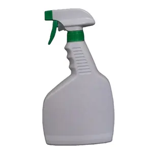 Pulverizador de gatillo de plástico vacío, botella plana de plástico HDPE con gatillo, 600ml, color blanco