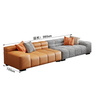 Nuevo sofá seccional de 3 o 4 plazas con tapizado de cuero napa y forma de L canapé moderno para sala de estar - Product Image 6