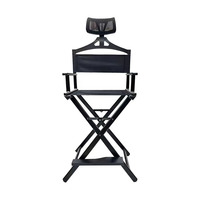 Chaise de directrice de maquillage à dossier complet rose professionnelle personnalisée en aluminium chaise de directrice haute pliante pour l'extérieur avec appui-tête