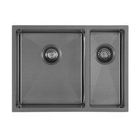 Évier de cuisine double à encastrer Nano Black Slim Edge 7030, 57x44 cm