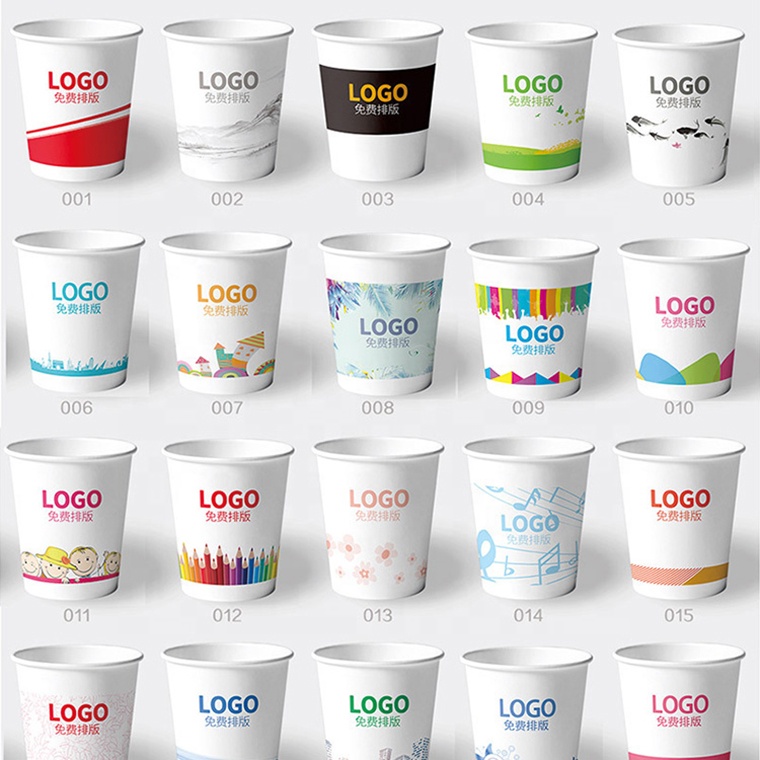 Taza de papel desechable de una sola pared, 7oz, 8oz, 9oz, 10oz, 12oz, 14oz, 16oz, personalizada, para café blanco