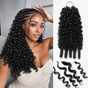 Extensions <span class=keywords><strong>de</strong></span> <span class=keywords><strong>cheveux</strong></span> humains vierges en gros, tressées au crochet, sans nœuds, pré-séparées, bouclées, invisibles, couleur personnalisable, finition douce et brillante - Product Image 1