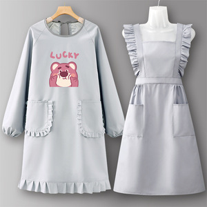 2023 nouveau Internet célébrité <span class=keywords><strong>cuisine</strong></span> ménage bavoir tablier à manches longues étanche PVC combinaison résistant à l'huile personnalisé imprimé Logo - Product Image 2