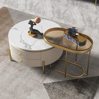Table basse italienne de luxe pour meuble TV, design simple et moderne, taille créative, table à thé en pierre, combinaison en verre pour le salon