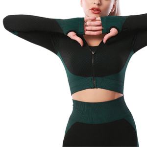 Conjunto Deportivo de Yoga sin Costuras a la Moda, Conjunto de Dos Piezas, Leggings y Top con Cremallera para Gimnasio, Leggings de Yoga para Mujer - Product Image 4