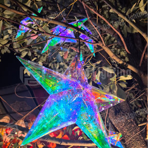 Lumière suspendue de Noël en forme d'étoile irisée avec des points LED rayonnants pour une décoration de Noël brillante - Product Image 4