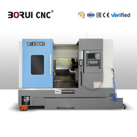 Torno CNC de bancada inclinada de doble husillo de alta precisión BR570DSY con eje Y y herramientas motorizadas para piezas complejas de fresado y torneado