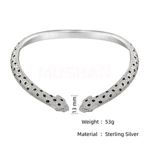 قلادات فضية عيار 925 من مصنع ميشان للمجوهرات للنساء، قلادة فهد مطلية بالمينا مع ألماس عالي الكربون - Product Image 2