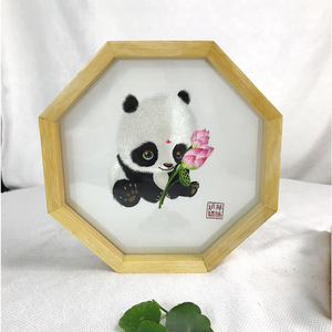 Suzhou Style Handmade Double Sided Embroidery Panda <b>Craft</b> Silk Art Decoration For Living Room - Product Image 2