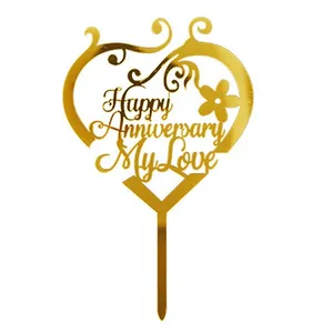 Happy birthday My Love décoration de gâteau saint-valentin fiançailles couronne de coeur en acrylique Toppers de gâteau