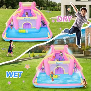 Tobogán Acuático Inflable Directo con Casa de Rebote 12.1FT x 10.3FT, Pequeño Parque Acuático con Doble Tobogán, Pared de Escalada y Juego de Baloncesto para Niños - Product Image 5