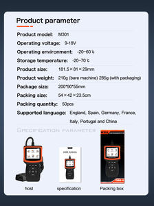 M301汽车obd-ii扫描仪可替代有线车辆诊断工具，带电池电源，供汽车区使用 - Product Image 4