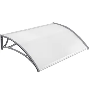 150x100 cm Auvent pour Porte D'entrée, Arc, Porte Avant En Polycarbonate et Cadre En Aluminium pour Balcon, Fenêtre