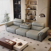 Hochwertiges Multifunktionales Modernes Wohnzimmer Chesterfield L-förmiges Ledersofa-Bett Dreisitzer Elektrisches Sofabett-Set für Zuhause