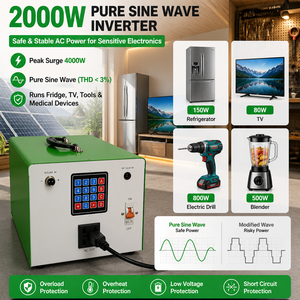 2000W Off Grid <b>Solar</b> System 25.6V 80Ah Battery 800W <b>Solar</b> Pure Sine Wave LED Light Speaker T2-PS-1000W <b>Solar</b> Energy Storage <b>200W</b> - Product Image 2